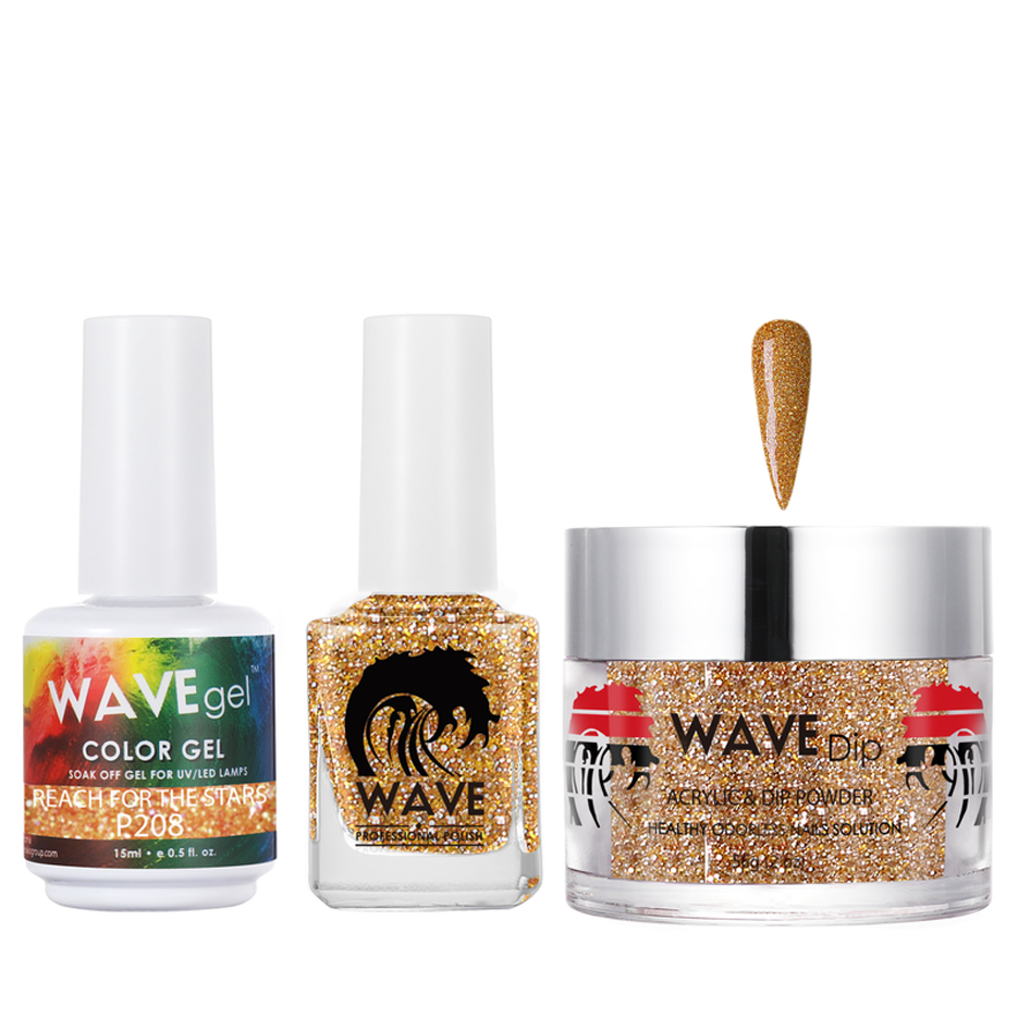 Wave Gel 4in1 Acrylic/Dipping Powder + Gel Polish + Nail Lacquer, SIMPLICITY Collection, 208, Reach For The Stars