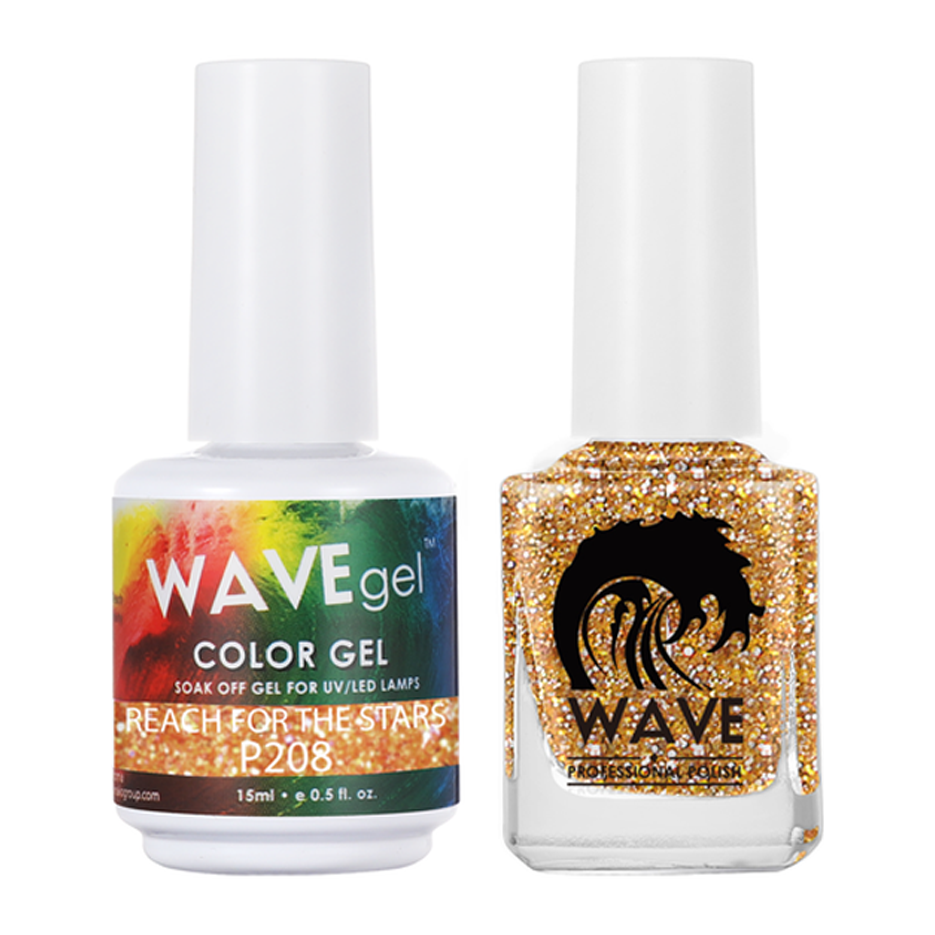 Wave Gel Nail Lacquer + Gel Polish, Simplicity Collection, 208, Reach For The Stars, 0.5oz