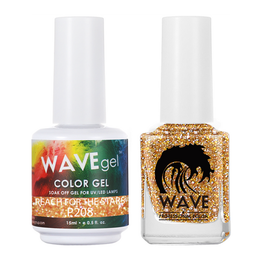 Wave Gel Nail Lacquer + Gel Polish, Simplicity Collection, 208, Reach For The Stars, 0.5oz