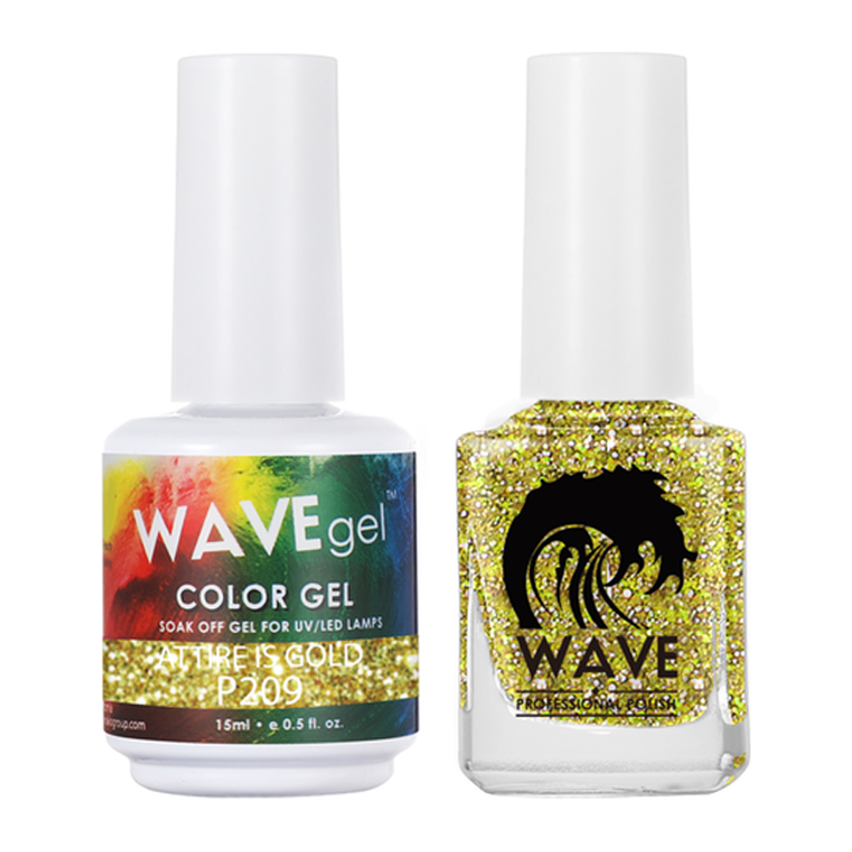 Wave Gel Nail Lacquer + Gel Polish, Simplicity Collection, 209, Attire Is Gold, 0.5oz