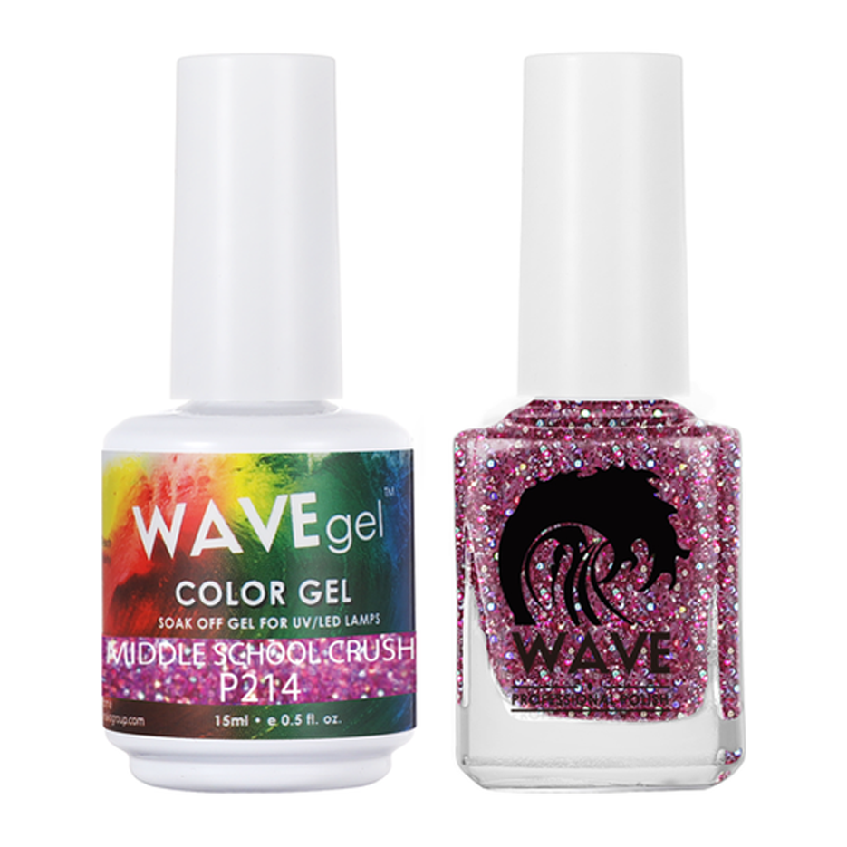 Wave Gel Nail Lacquer + Gel Polish, Simplicity Collection, 214, Middle School Crush, 0.5oz