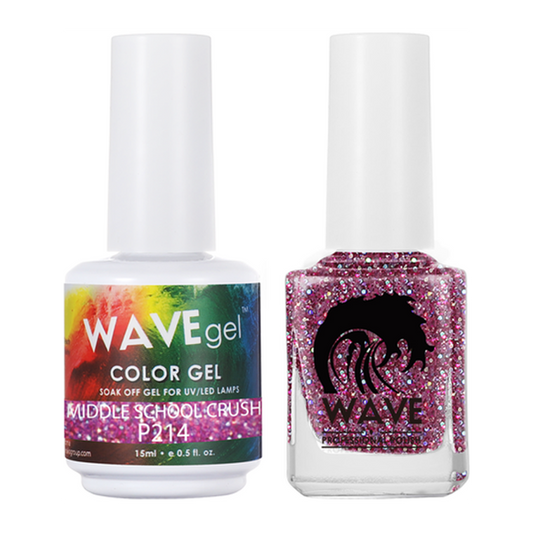 Wave Gel Nail Lacquer + Gel Polish, Simplicity Collection, 214, Middle School Crush, 0.5oz