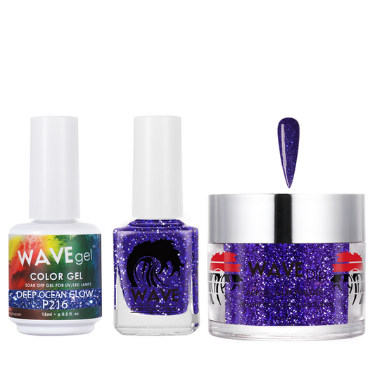 Wave Gel 4in1 Acrylic/Dipping Powder + Gel Polish + Nail Lacquer, SIMPLICITY Collection, 216, Deep Ocean Glow