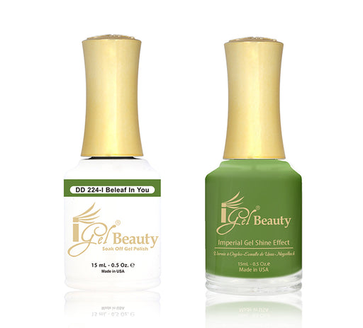 iGel Nail Lacquer + Gel Polish Match, DD224, I Beleaf In You, 0.5oz OK1019MD
