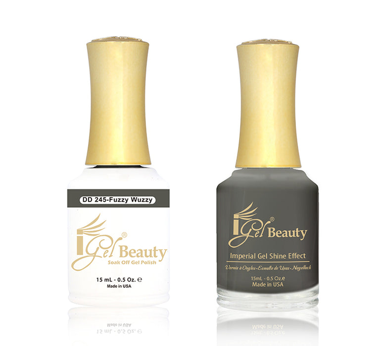 iGel Nail Lacquer + Gel Polish Match, DD245, Fuzzy Wuzzy, 0.5oz