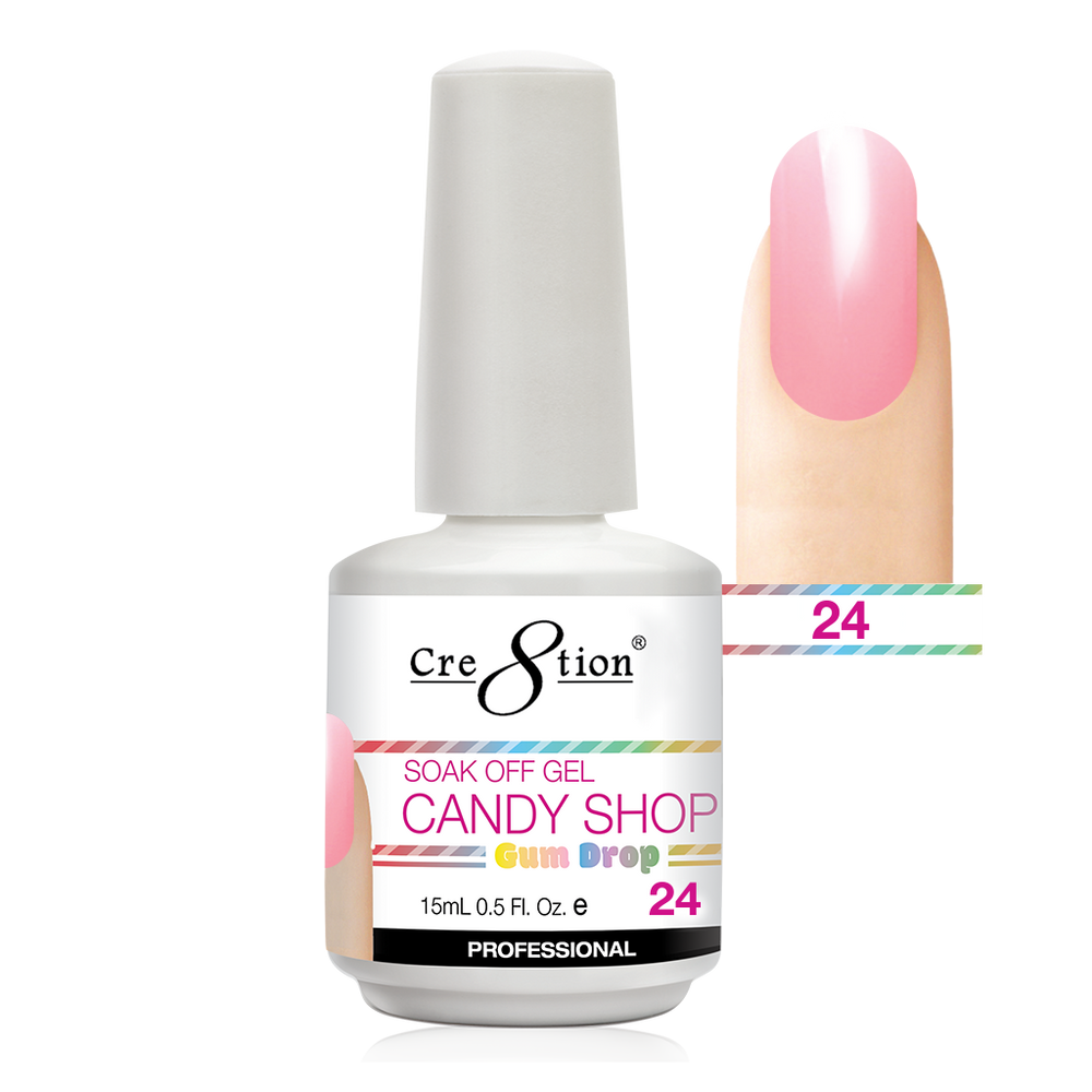 Cre8tion Candy Shop Gum Drop Gel Polish, 0916-0521, 0.5oz, 24 KK1130