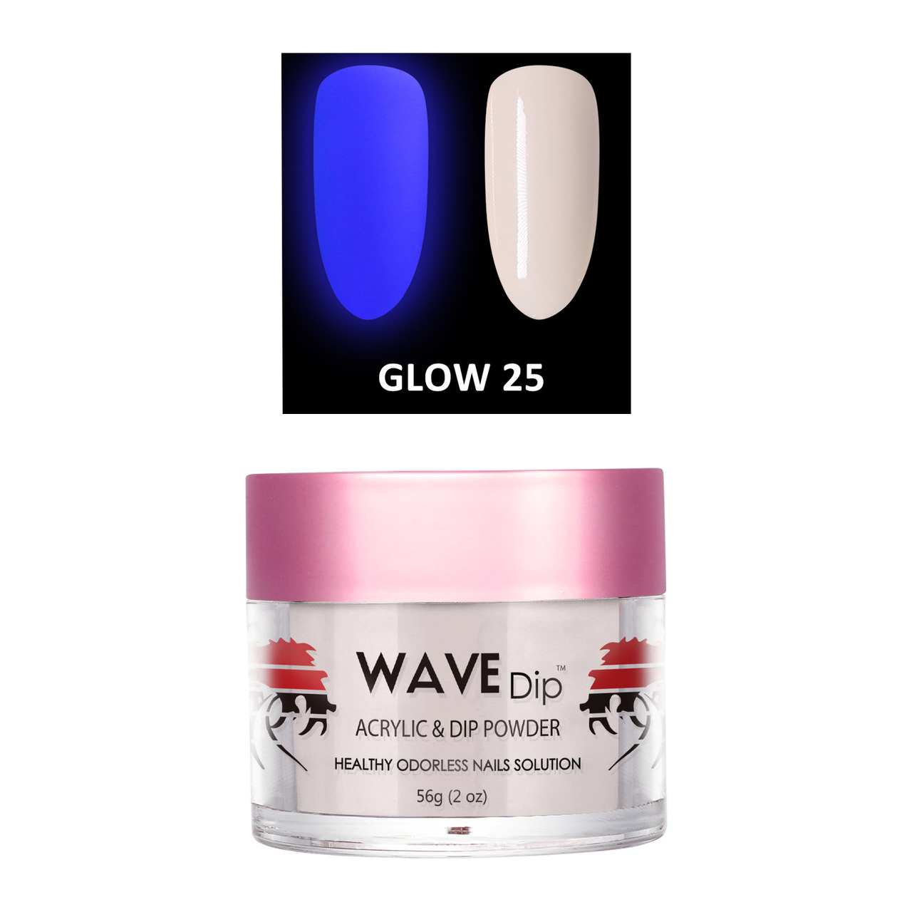 Wave Gel Acrylic/Dipping Powder, Glow In The Dark Collection, 25, 2oz