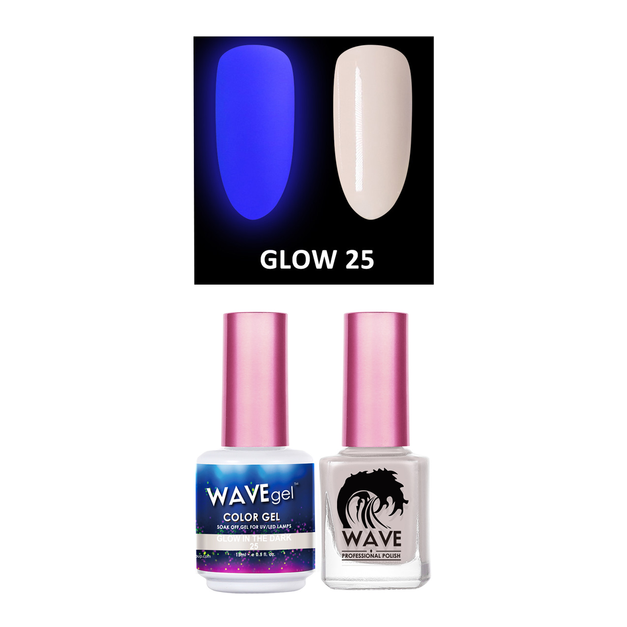 Wave Gel Gel Polish + Nail Lacquer, Glow In The Dark Collection, 25, 0.5oz