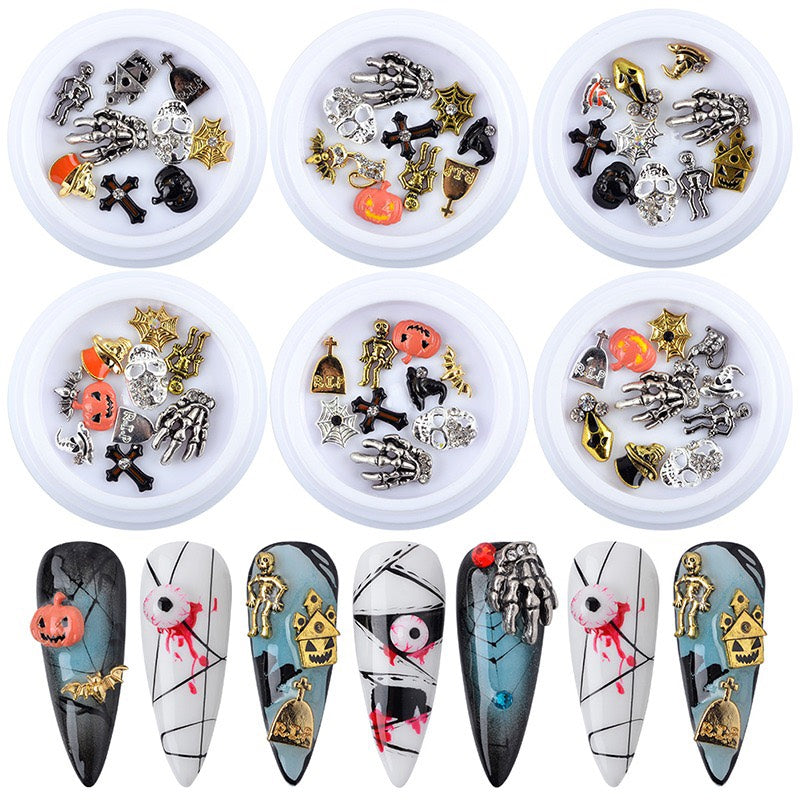 Airtouch 3D Halloween Metal Alloy Nail Art, 6 Jars/Set OK0901LK