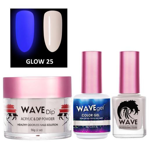 Wave Gel 3in1 Acrylic/Dipping Powder + Gel Polish + Nail Lacquer, Glow In The Dark Collection, 25