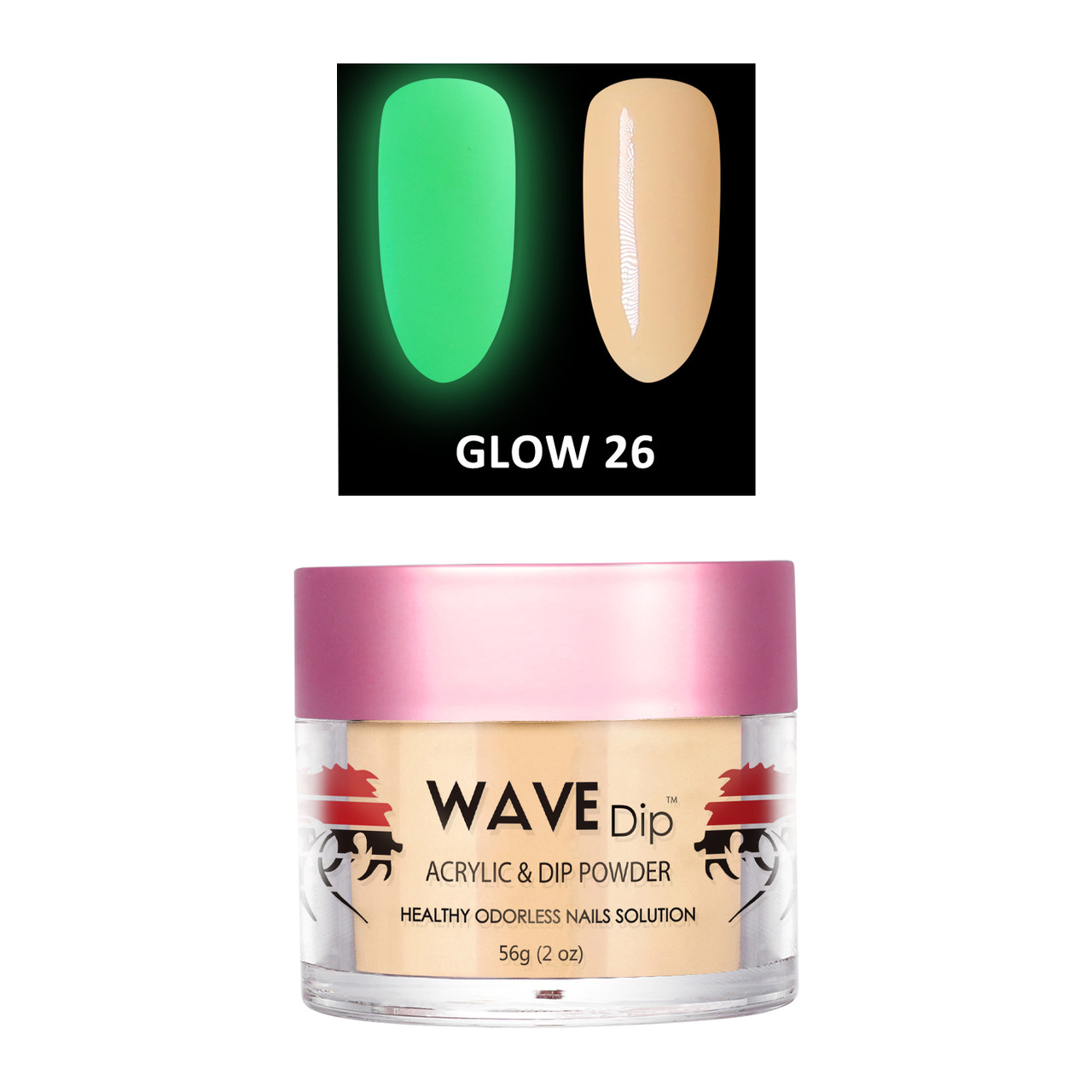 Wave Gel Acrylic/Dipping Powder, Glow In The Dark Collection, 26, 2oz