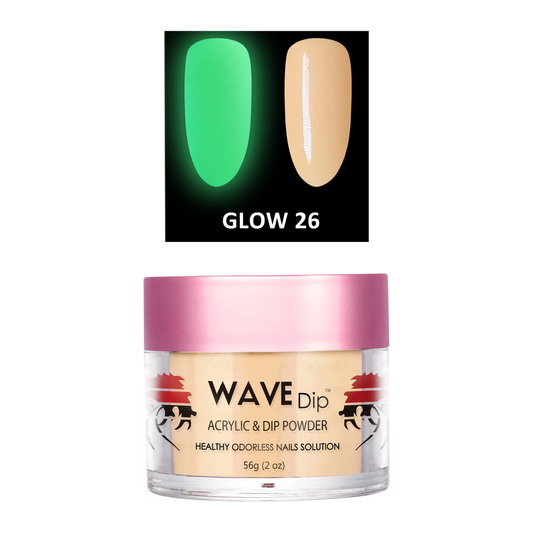 Wave Gel Acrylic/Dipping Powder, Glow In The Dark Collection, 26, 2oz