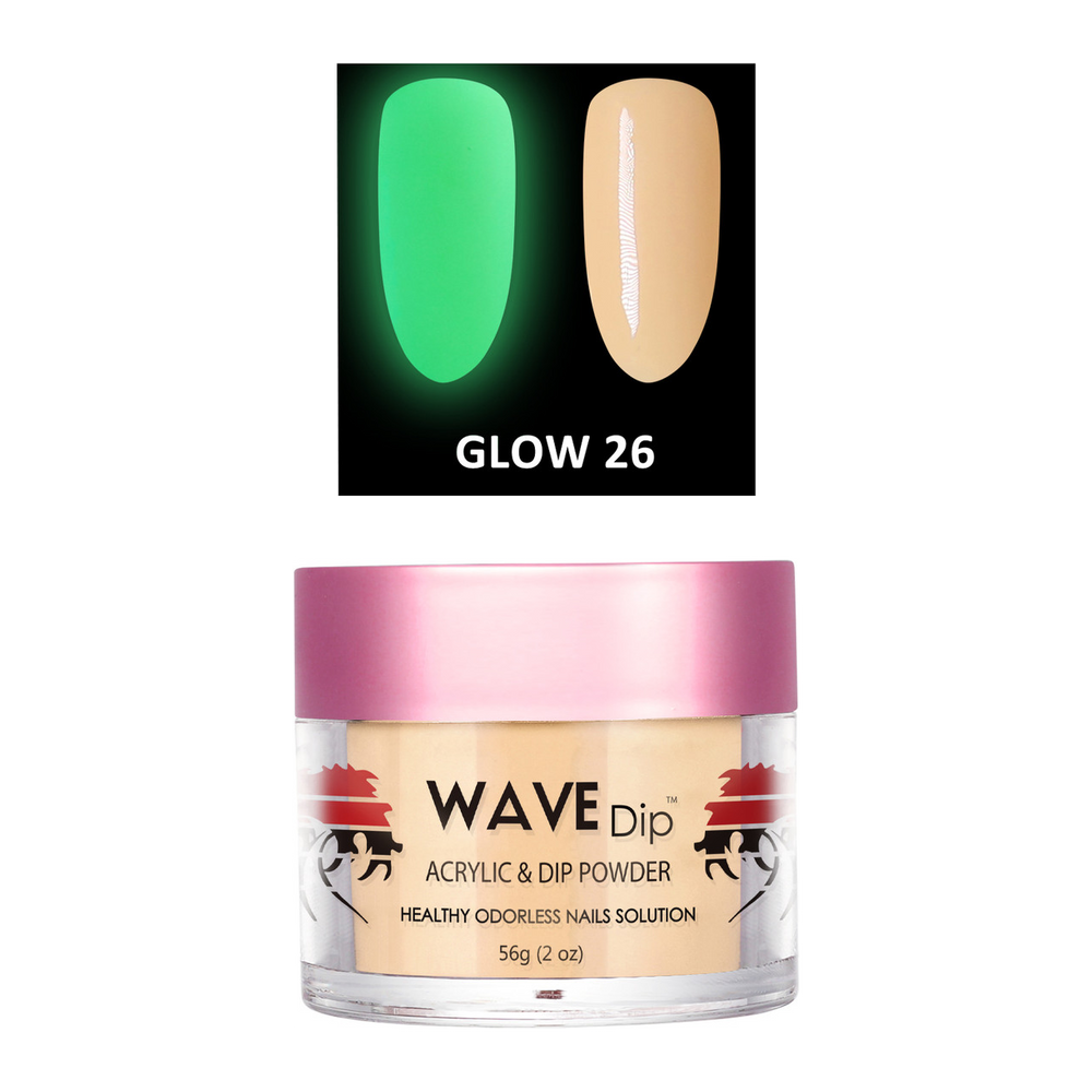 Wave Gel Acrylic/Dipping Powder, Glow In The Dark Collection, 26, 2oz