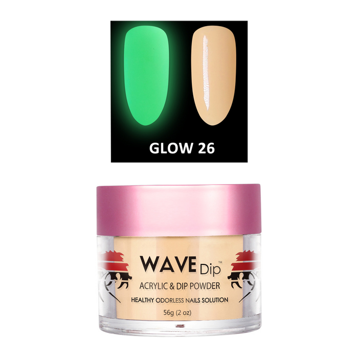 Wave Gel Acrylic/Dipping Powder, Glow In The Dark Collection, 26, 2oz