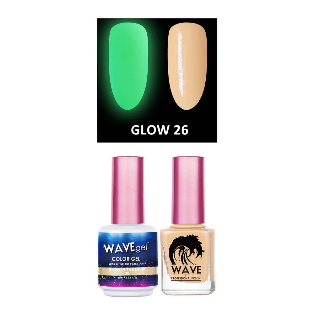 Wave Gel Gel Polish + Nail Lacquer, Glow In The Dark Collection, 26, 0.5oz
