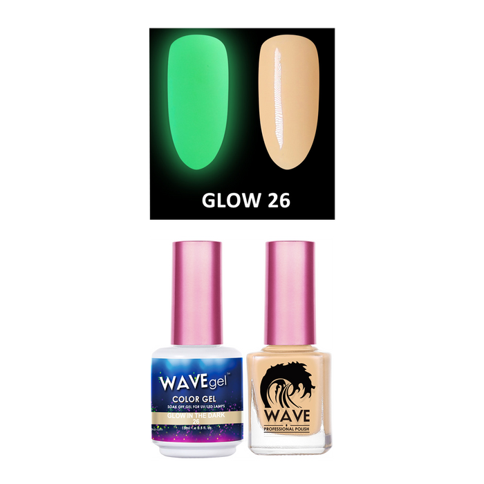 Wave Gel Gel Polish + Nail Lacquer, Glow In The Dark Collection, 26, 0.5oz