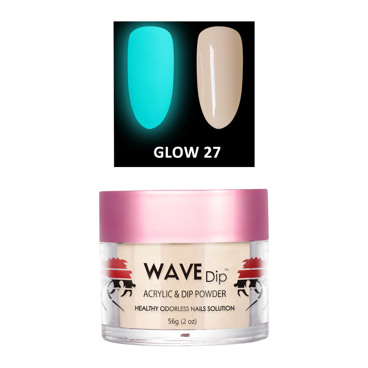 Wave Gel Acrylic/Dipping Powder, Glow In The Dark Collection, 27, 2oz