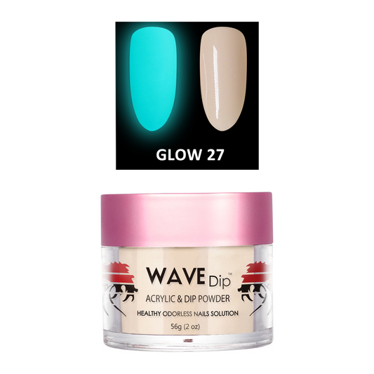 Wave Gel Acrylic/Dipping Powder, Glow In The Dark Collection, 27, 2oz