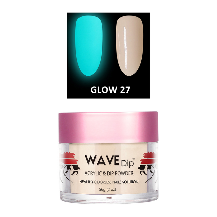 Wave Gel Acrylic/Dipping Powder, Glow In The Dark Collection, 27, 2oz
