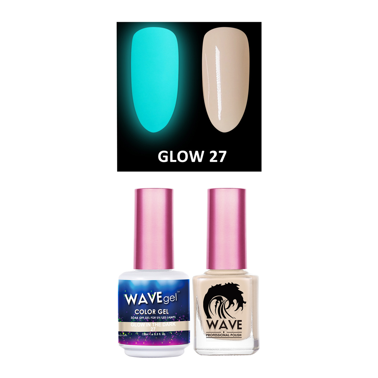 Wave Gel Gel Polish + Nail Lacquer, Glow In The Dark Collection, 27, 0.5oz