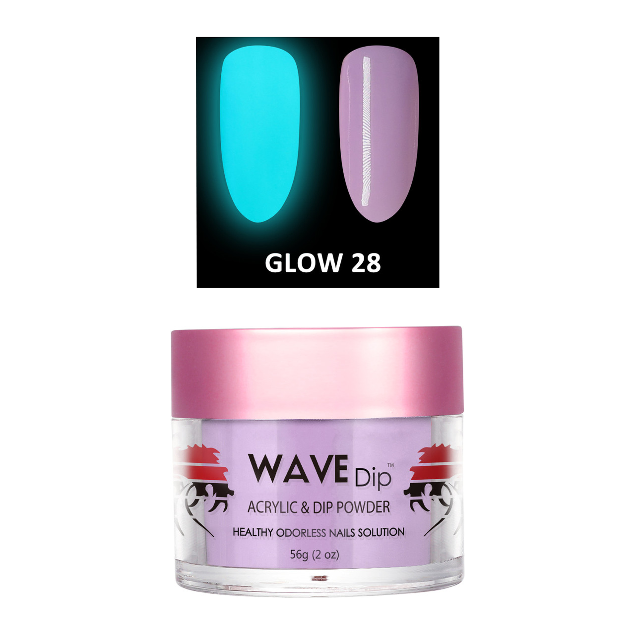 Wave Gel Acrylic/Dipping Powder, Glow In The Dark Collection, 28, 2oz