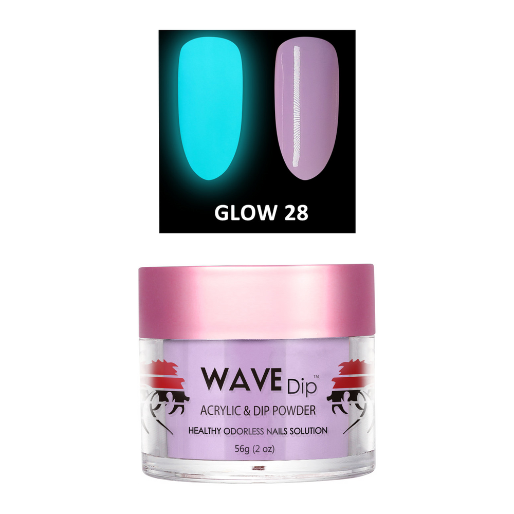 Wave Gel Acrylic/Dipping Powder, Glow In The Dark Collection, 28, 2oz
