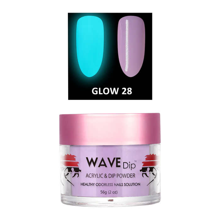 Wave Gel Acrylic/Dipping Powder, Glow In The Dark Collection, 28, 2oz