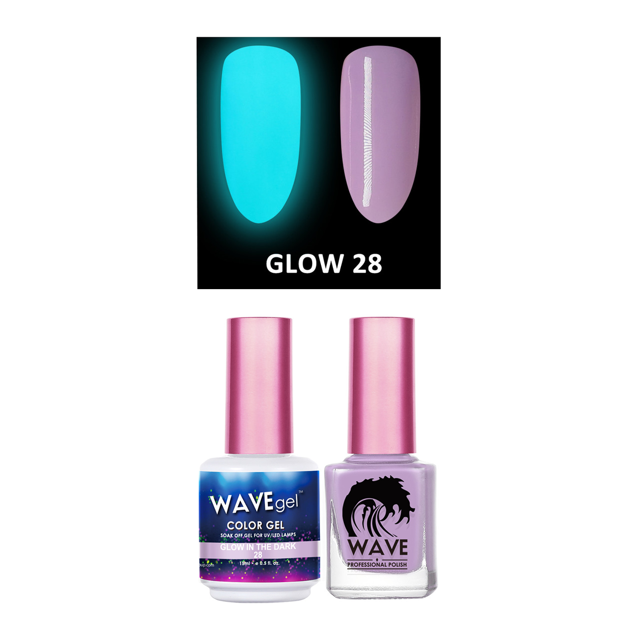 Wave Gel Gel Polish + Nail Lacquer, Glow In The Dark Collection, 28, 0.5oz