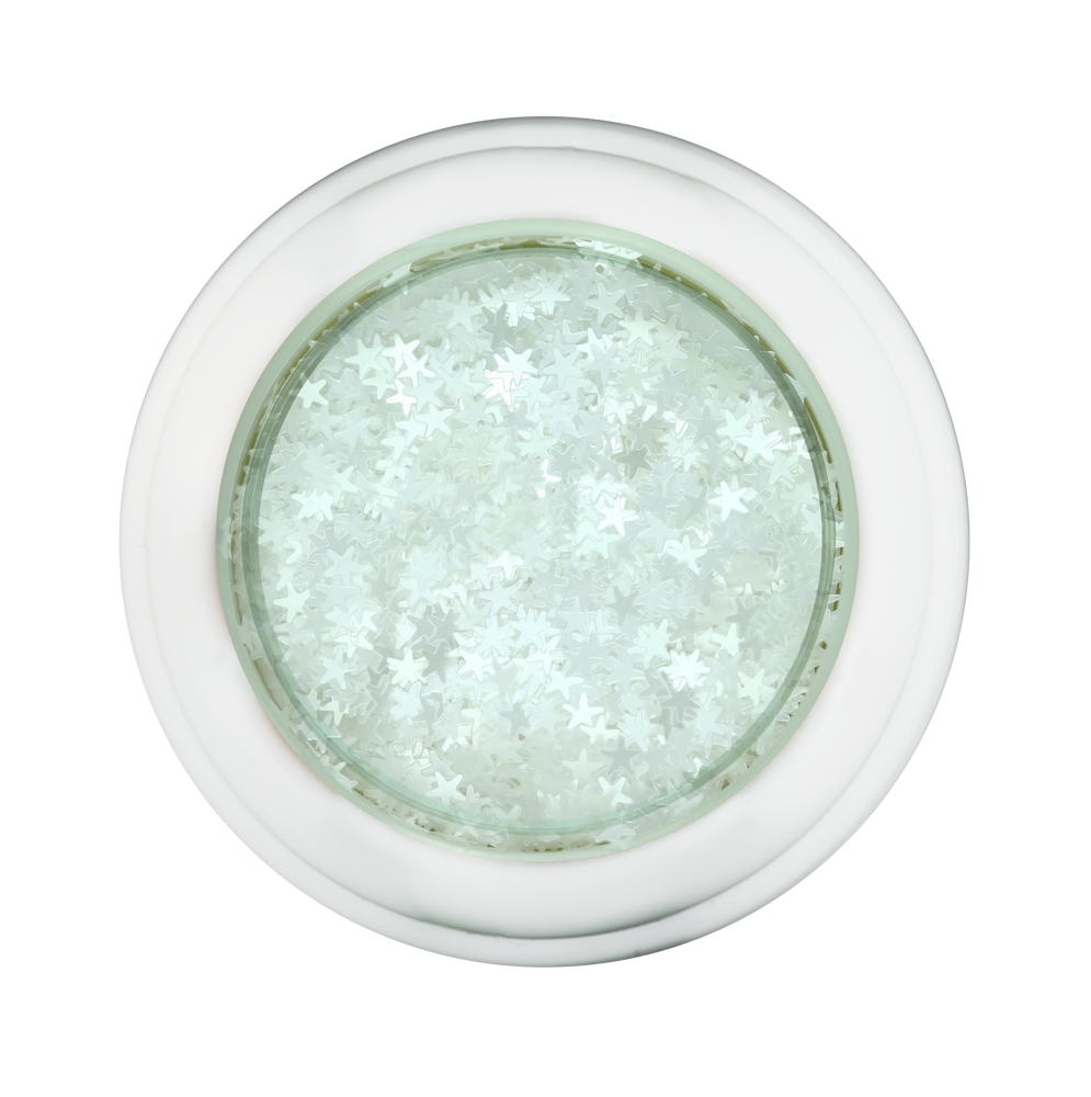 Cre8tion Nail Art Designed Confetti Glitter, 028, Star 2.5mm, White, 0.5oz, 1101-0469 BB