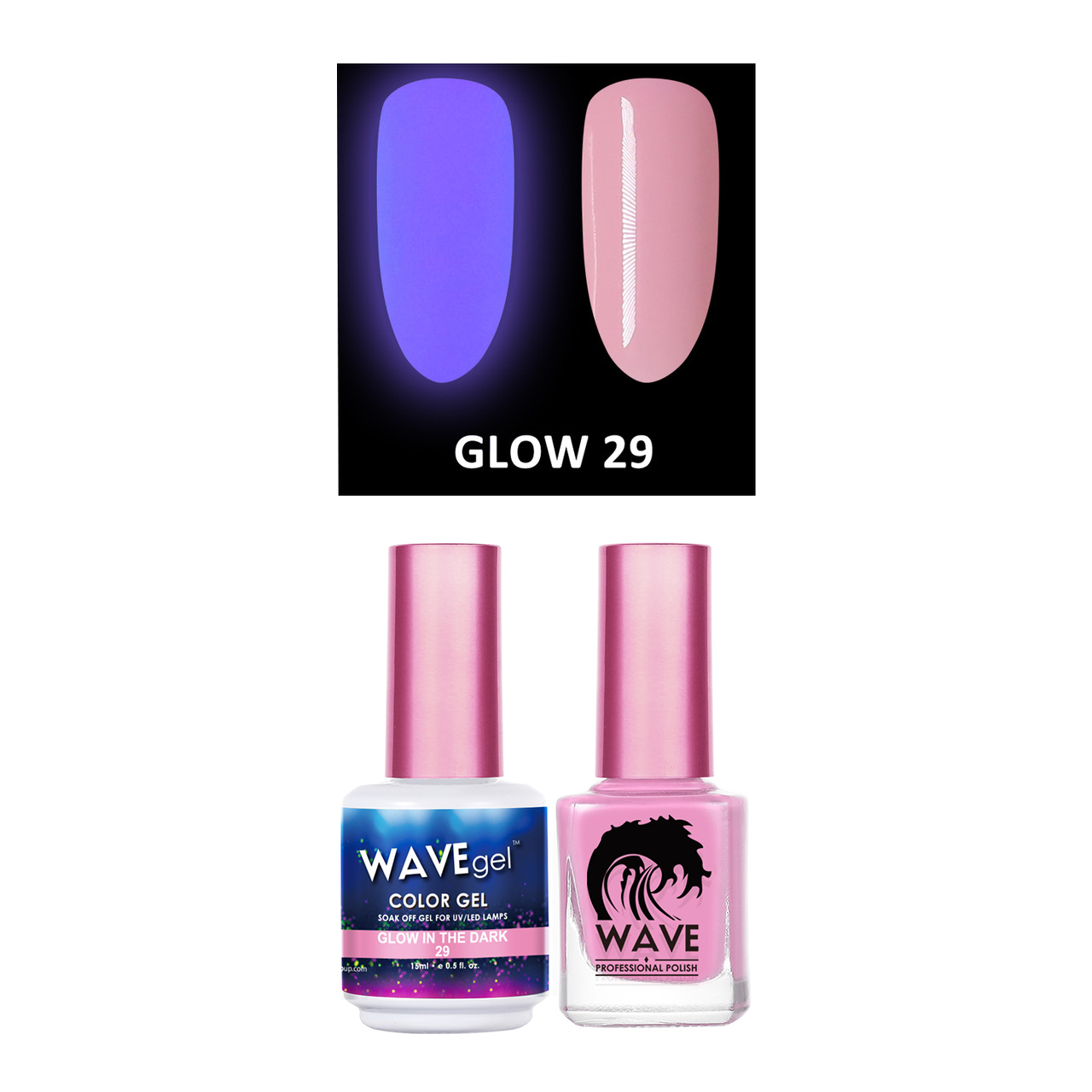 Wave Gel Gel Polish + Nail Lacquer, Glow In The Dark Collection, 29, 0.5oz