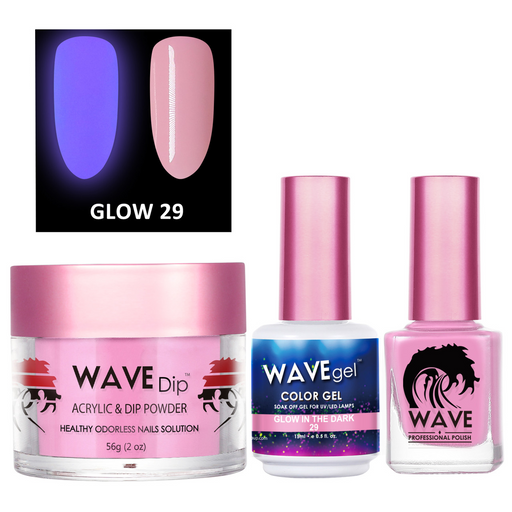Wave Gel 3in1 Acrylic/Dipping Powder + Gel Polish + Nail Lacquer, Glow In The Dark Collection, 29