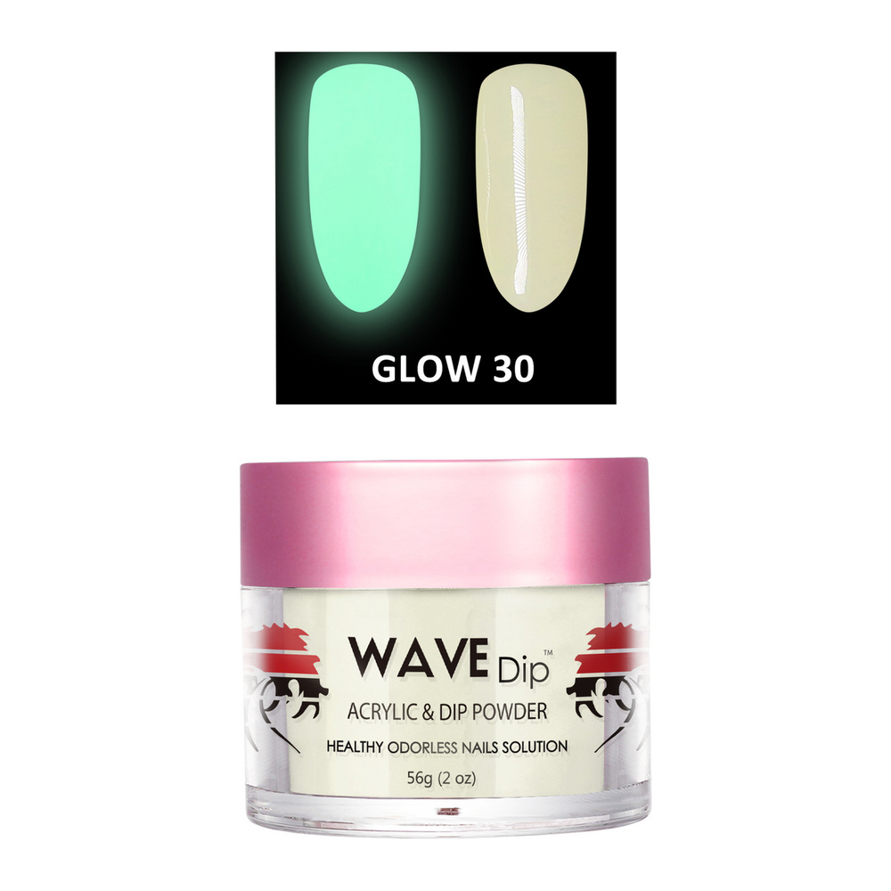 Wave Gel Acrylic/Dipping Powder, Glow In The Dark Collection, 30, 2oz