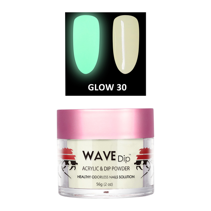 Wave Gel Acrylic/Dipping Powder, Glow In The Dark Collection, 30, 2oz