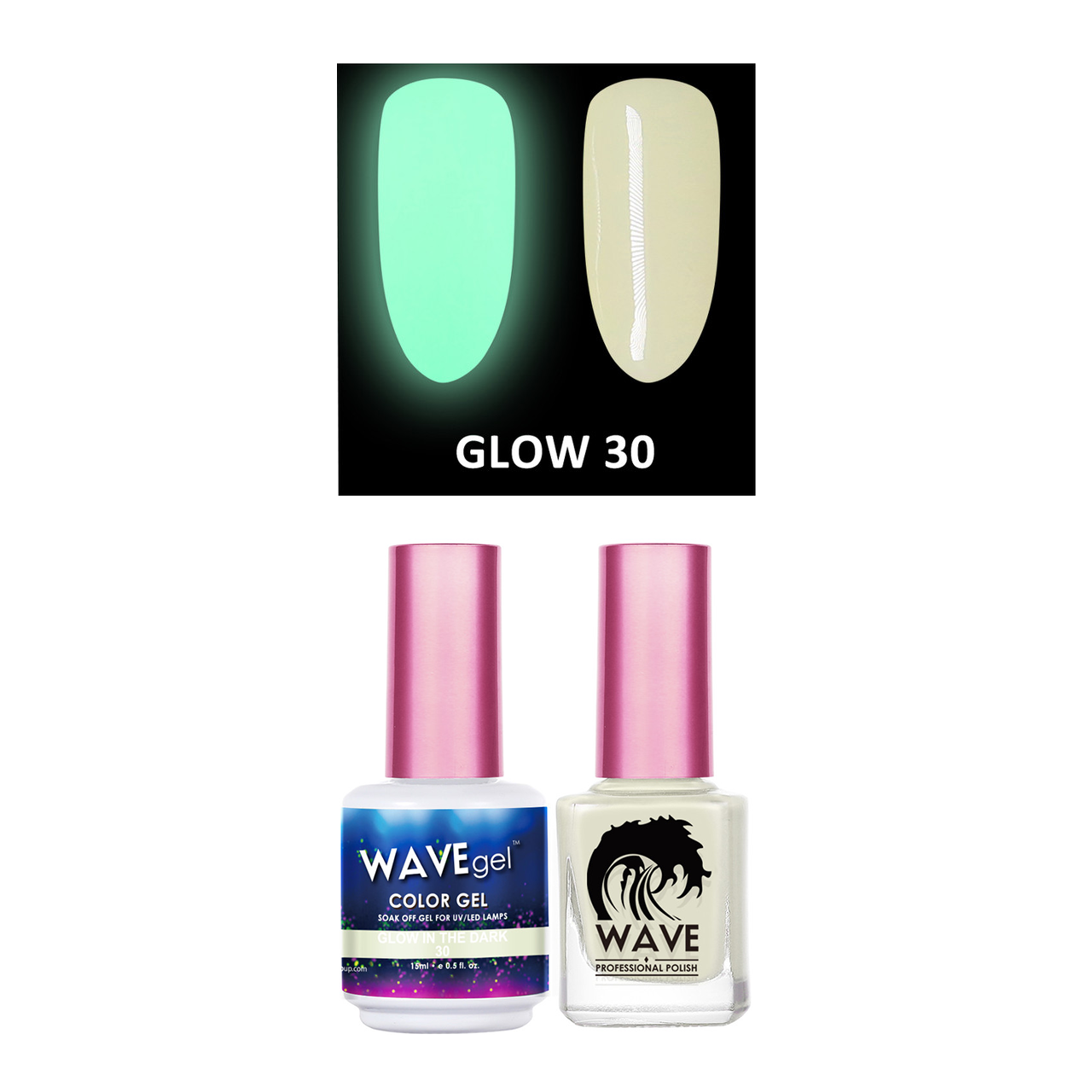 Wave Gel Gel Polish + Nail Lacquer, Glow In The Dark Collection, 30, 0.5oz