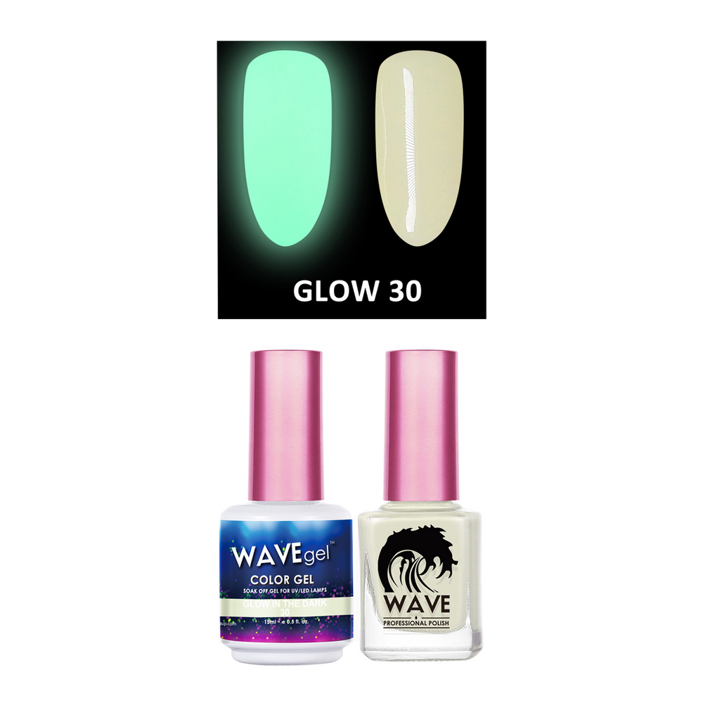 Wave Gel Gel Polish + Nail Lacquer, Glow In The Dark Collection, 30, 0.5oz