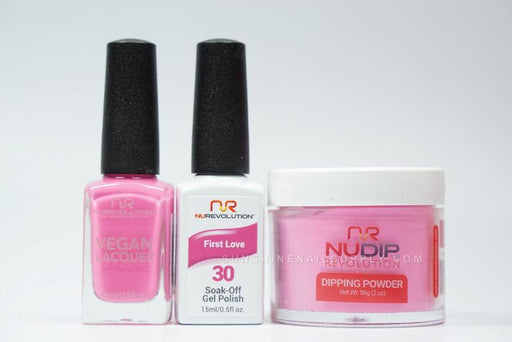 NuRevolution 3in1 Dipping Powder + Gel Polish + Nail Lacquer, 030, First Love OK1129