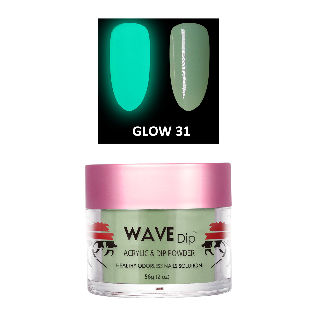 Wave Gel Acrylic/Dipping Powder, Glow In The Dark Collection, 31, 2oz