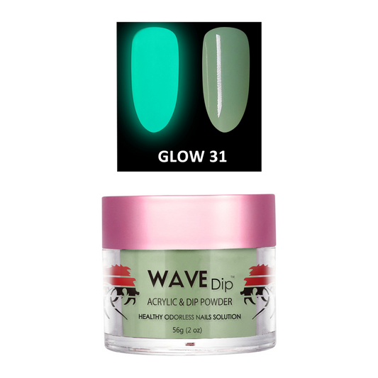 Wave Gel Acrylic/Dipping Powder, Glow In The Dark Collection, 31, 2oz