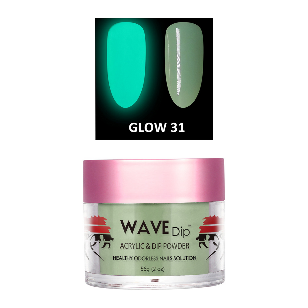 Wave Gel Acrylic/Dipping Powder, Glow In The Dark Collection, 31, 2oz