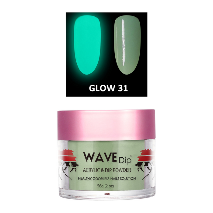 Wave Gel Acrylic/Dipping Powder, Glow In The Dark Collection, 31, 2oz