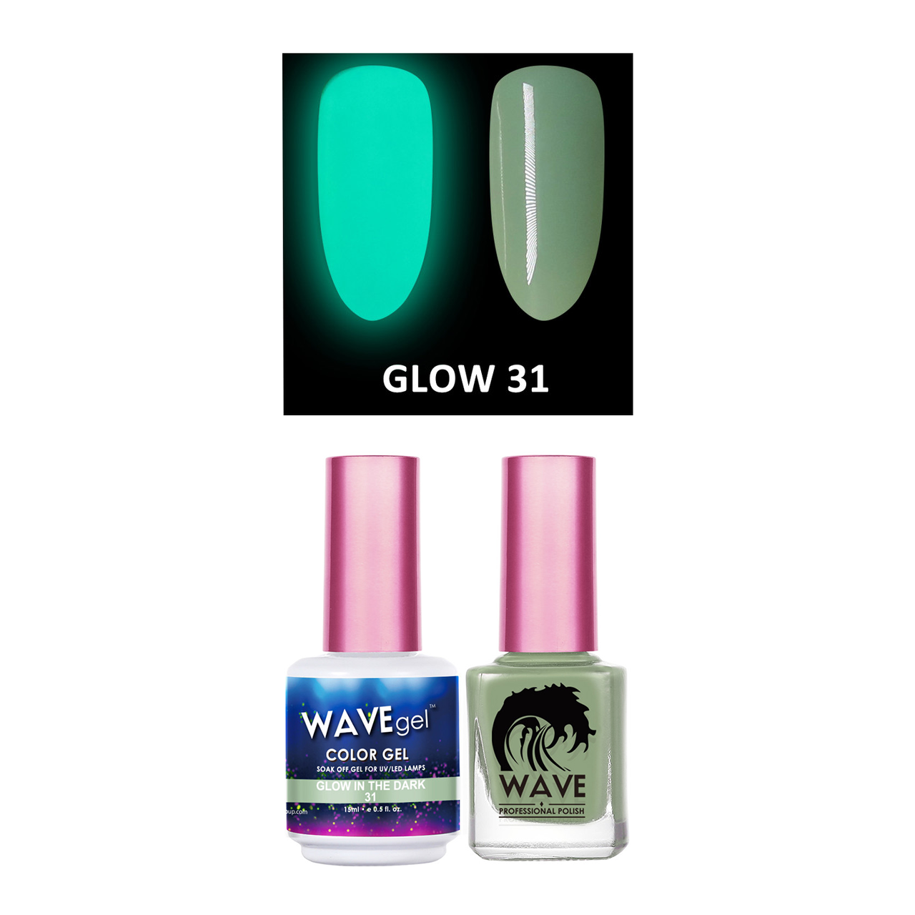 Wave Gel Gel Polish + Nail Lacquer, Glow In The Dark Collection, 31, 0.5oz