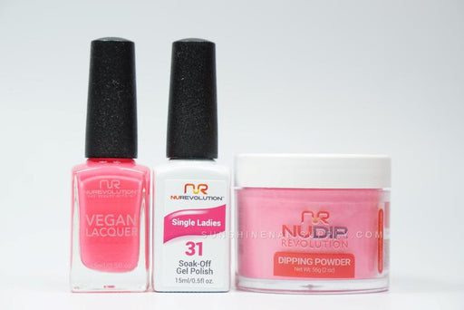 NuRevolution 3in1 Dipping Powder + Gel Polish + Nail Lacquer, 031, Single Ladies OK1129