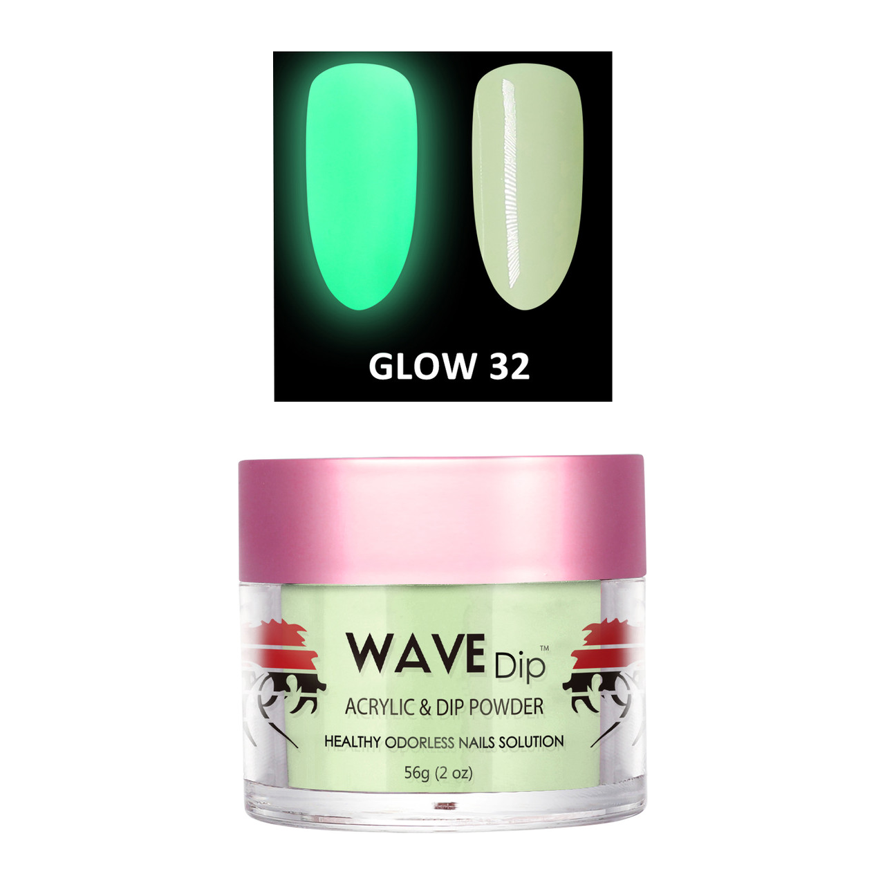 Wave Gel Acrylic/Dipping Powder, Glow In The Dark Collection, 32, 2oz