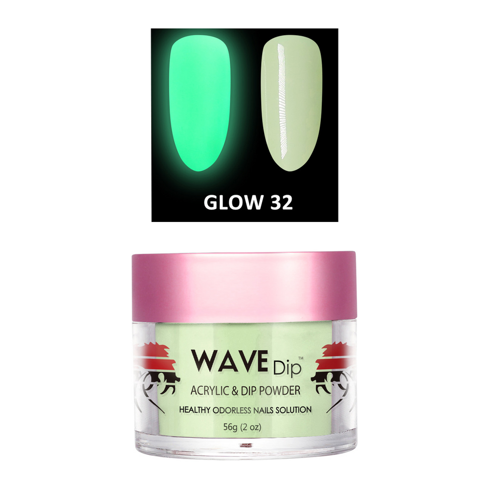 Wave Gel Acrylic/Dipping Powder, Glow In The Dark Collection, 32, 2oz