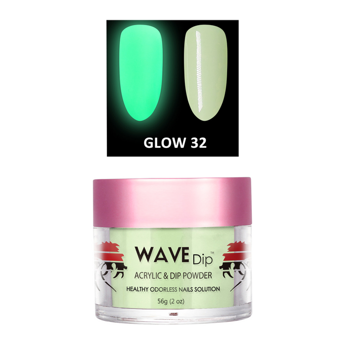 Wave Gel Acrylic/Dipping Powder, Glow In The Dark Collection, 32, 2oz