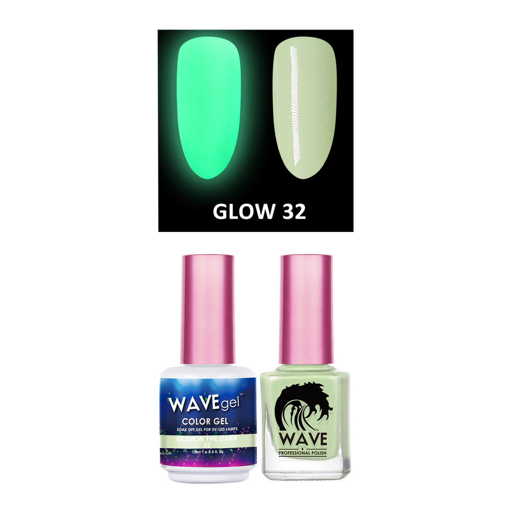 Wave Gel Gel Polish + Nail Lacquer, Glow In The Dark Collection, 32, 0.5oz