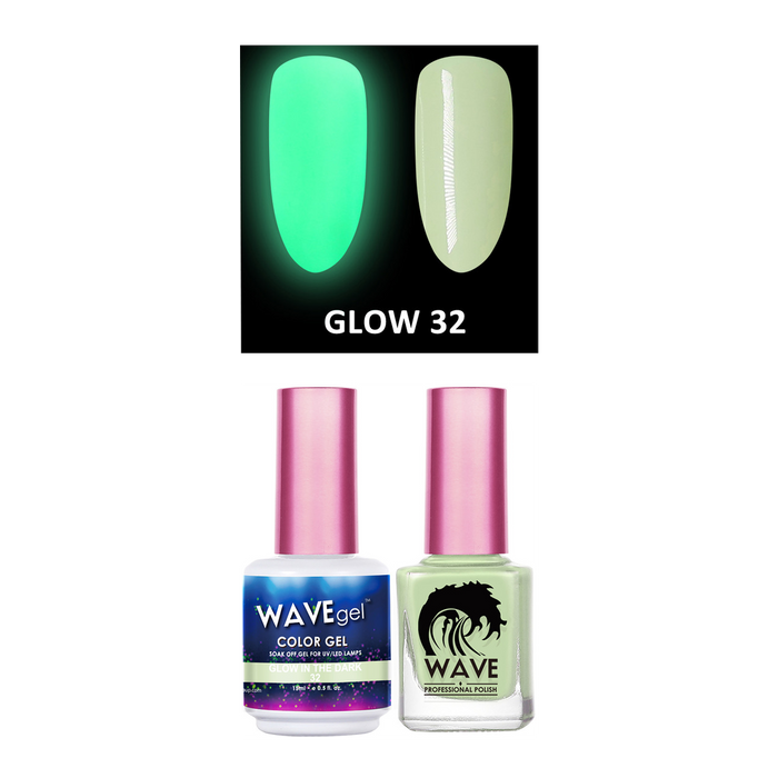 Wave Gel Gel Polish + Nail Lacquer, Glow In The Dark Collection, 32, 0.5oz