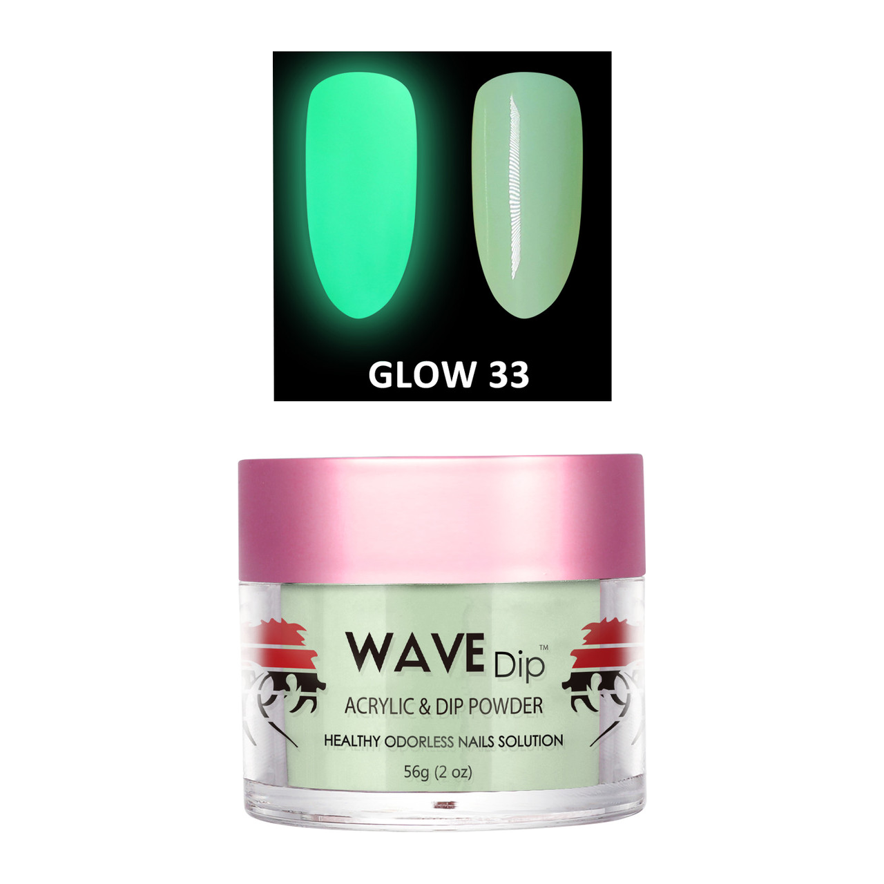 Wave Gel Acrylic/Dipping Powder, Glow In The Dark Collection, 33, 2oz