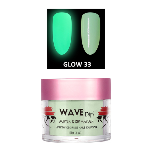 Wave Gel Acrylic/Dipping Powder, Glow In The Dark Collection, 33, 2oz