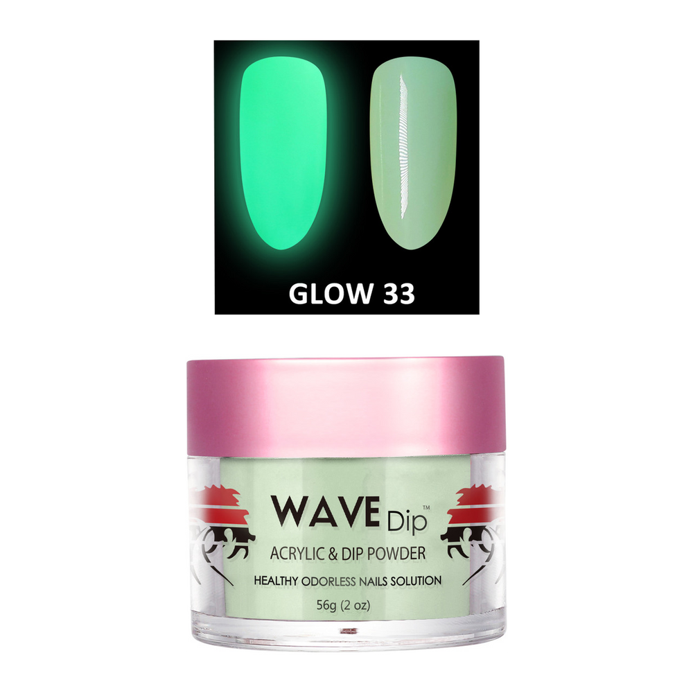 Wave Gel Acrylic/Dipping Powder, Glow In The Dark Collection, 33, 2oz